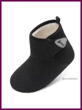 Fuzzy Fleece Lined Slipper Boots Non Slip Adjustable House Shoes